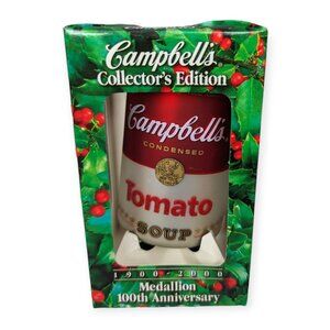 Vintage 2000 Campbell's Glass Tomato Soup Ornament NWT